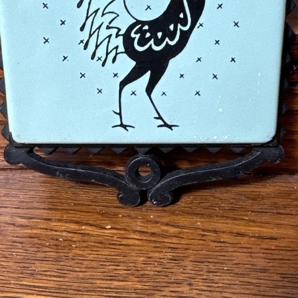 Vintage Frigidaire Pot Rooster Rooster Tile Trivet Wall Decor 9.5